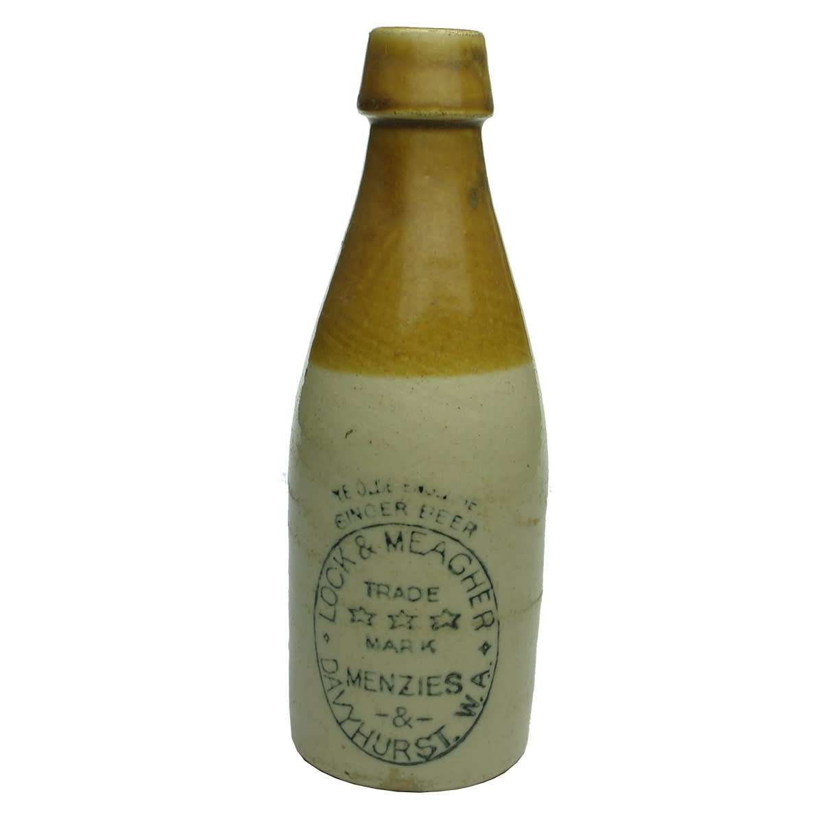 Ginger Beer. Lock & Meagher, Menzies & Davyhurst. Champagne. Tan Top. Cork Stopper. (Western Australia)