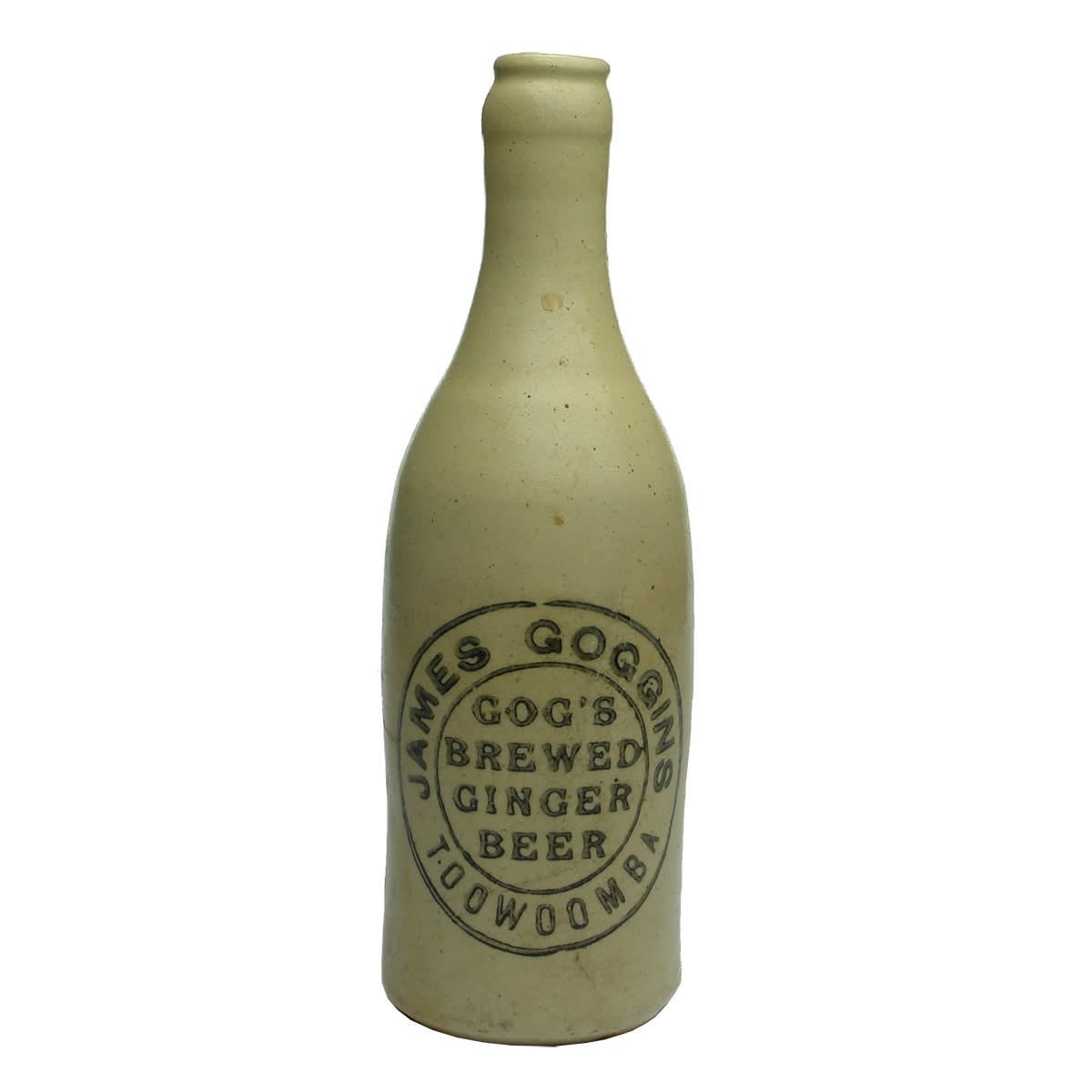 Ginger Beer. James Goggins, Gog's Brewed Ginger Beer, Toowoomba. All White. Crown Seal. (Queensland)