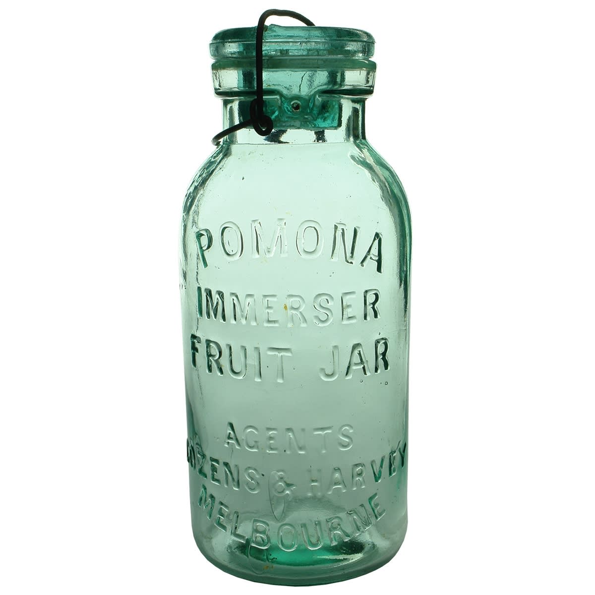 Fruit Jar. Cozens & Harvey Melbourne Pomona Immerser. Half Gallon. With Immerser lid. (Victoria)