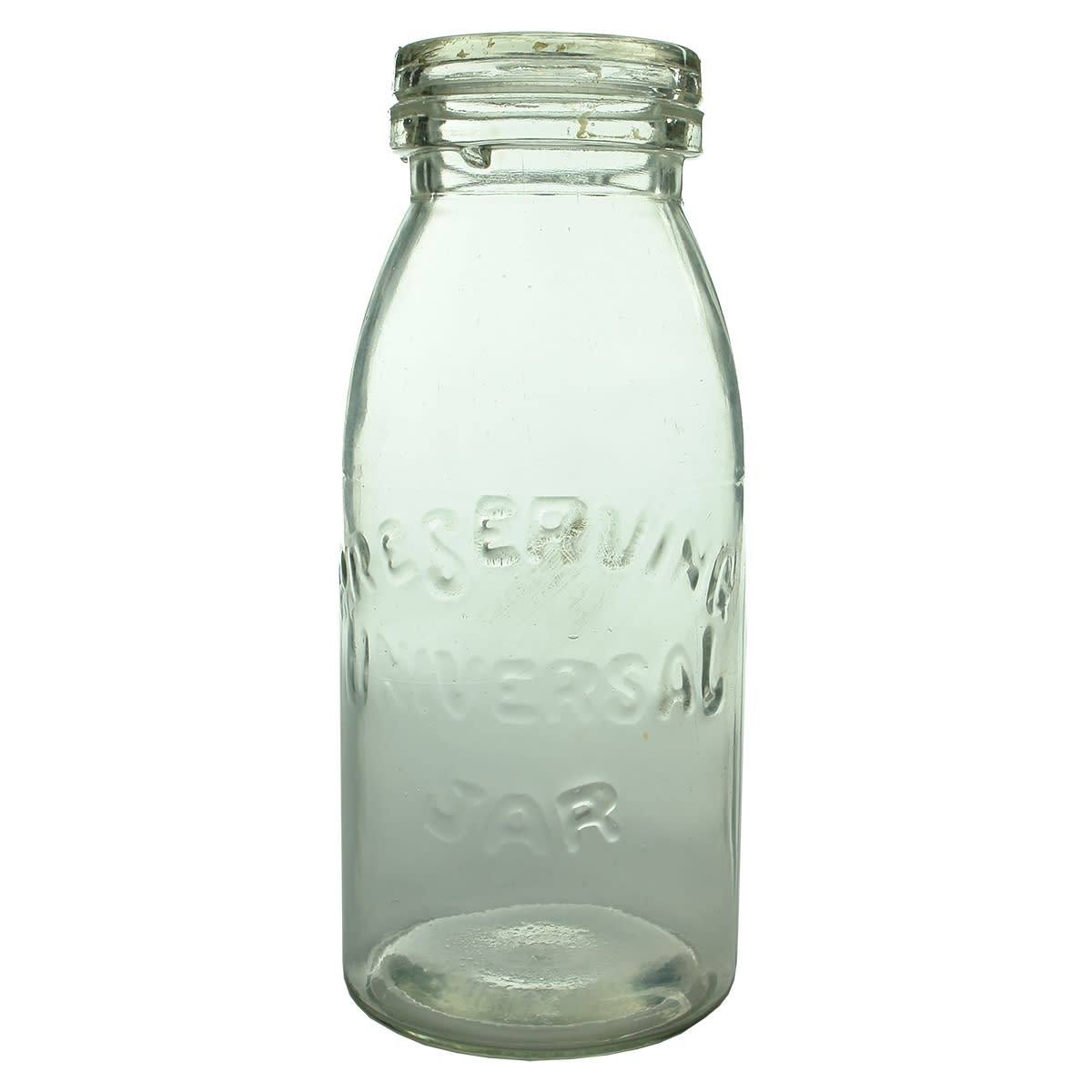 Fruit Jar. Universal Preserving Jar. Clear with Universal branded lid. Half Gallon.