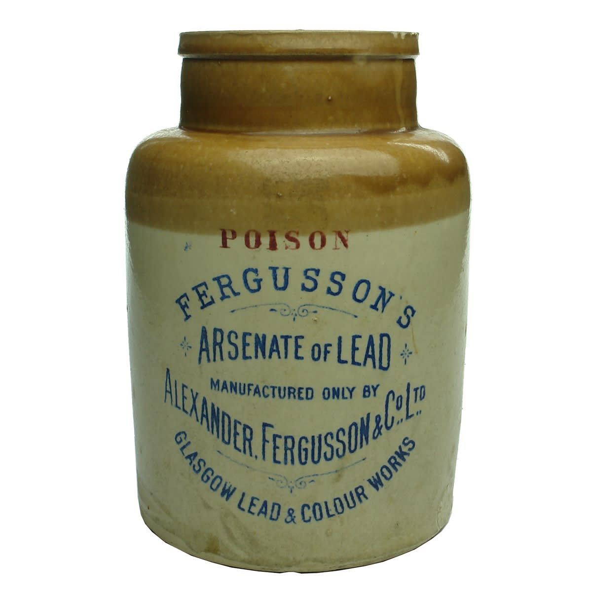 Poison. Fergusson's Arsenate of Lead, Glasgow. Blue print. 218 mm.