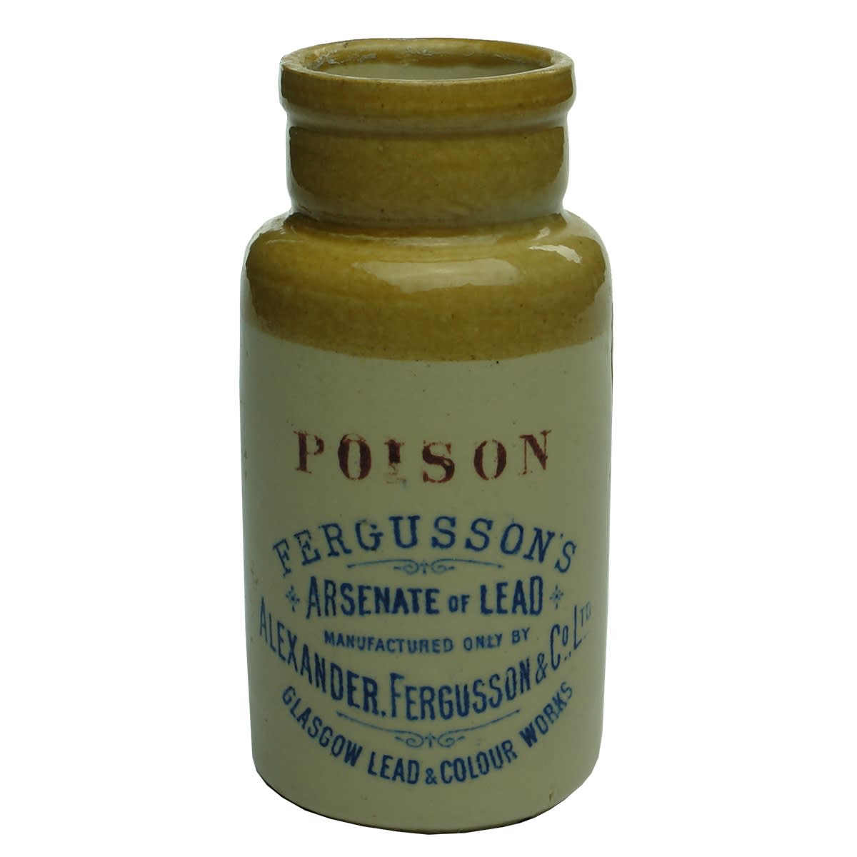 Poison. Fergusson's Arsenate of Lead, Glasgow. Blue print. 141 mm. With Original Label.