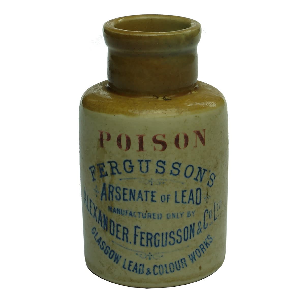 Poison. Fergusson's Arsenate of Lead, Glasgow. Blue print. 111 mm.