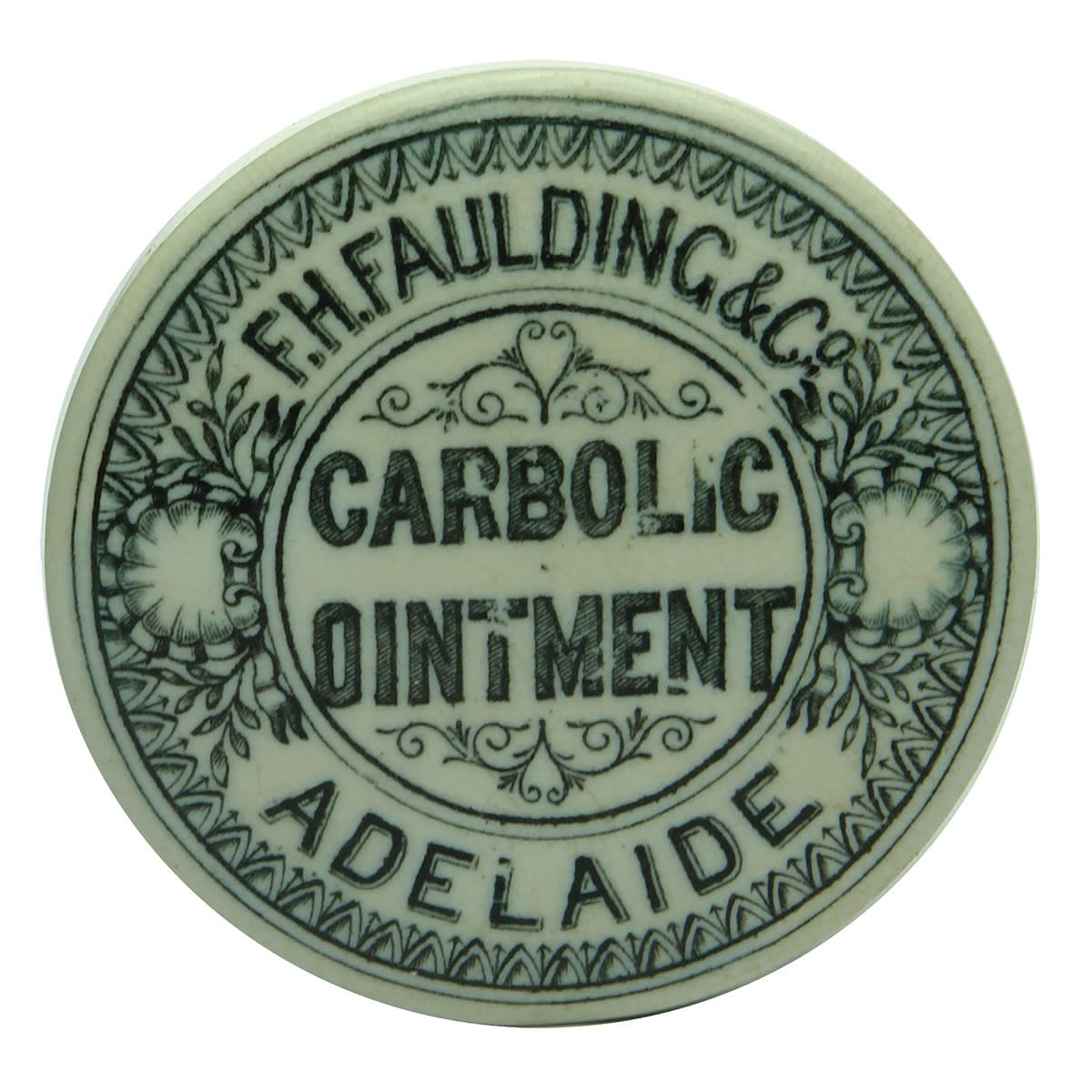 Pot Lid. F. H. Faulding & Co, Carbolic Ointment, Adelaide. Small Size. (South Australia)