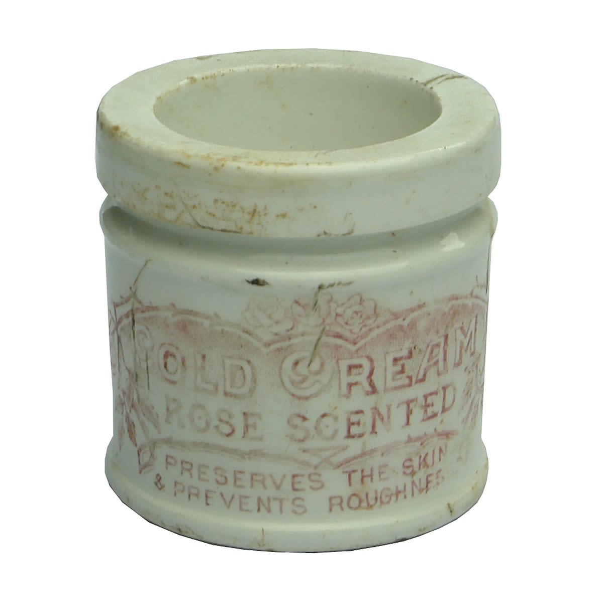 Pot. Cold Cream, Rose Scented. Red Print.