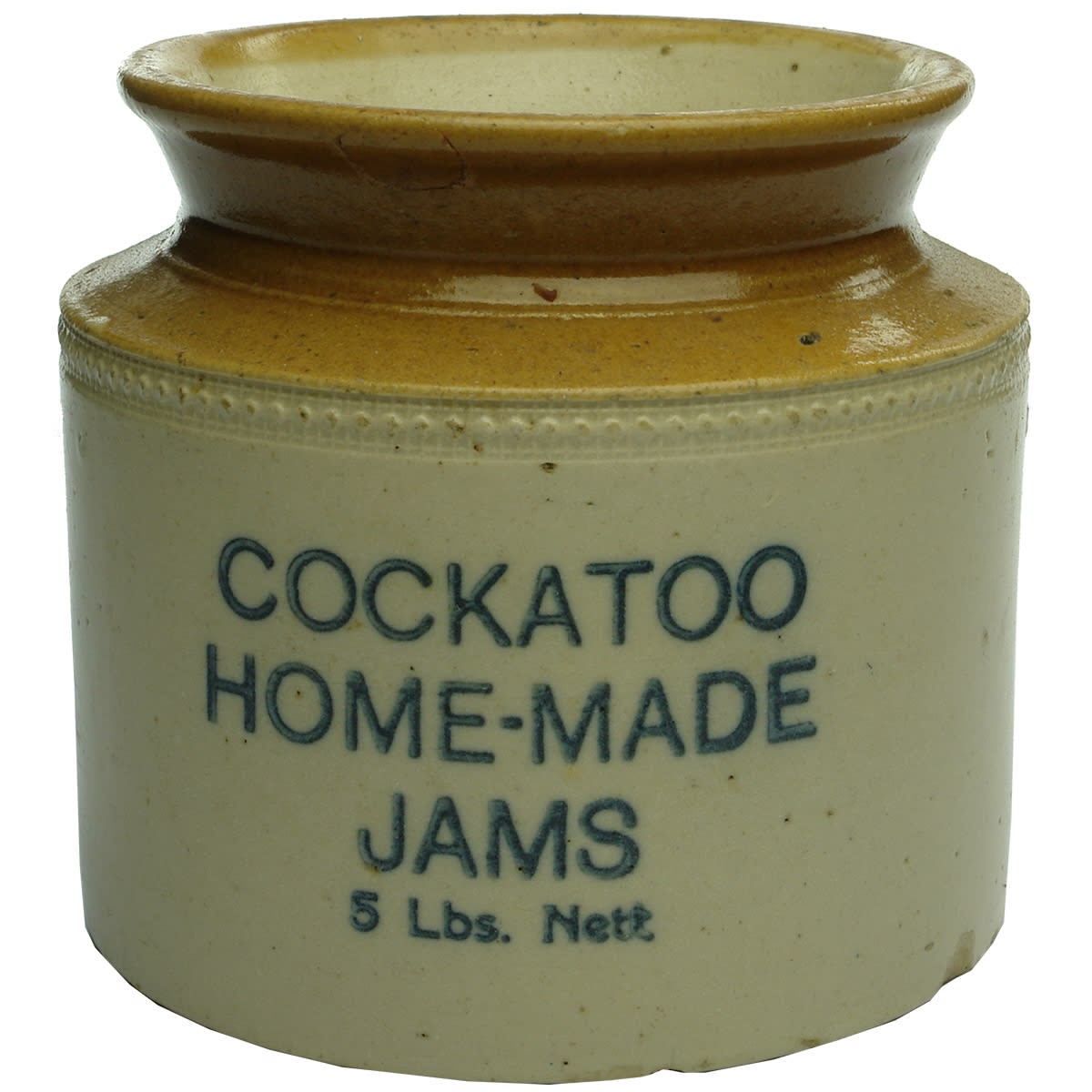 Jar. Cockatoo Home-Made Jams. Tan Top. 5 Pounds. (Victoria)