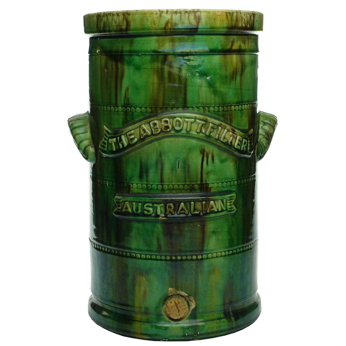 Majolica Water Filter. The Abbott Filter. Australian. One Gallon. Cornwells Pottery Brunswick perhaps? (Victoria)