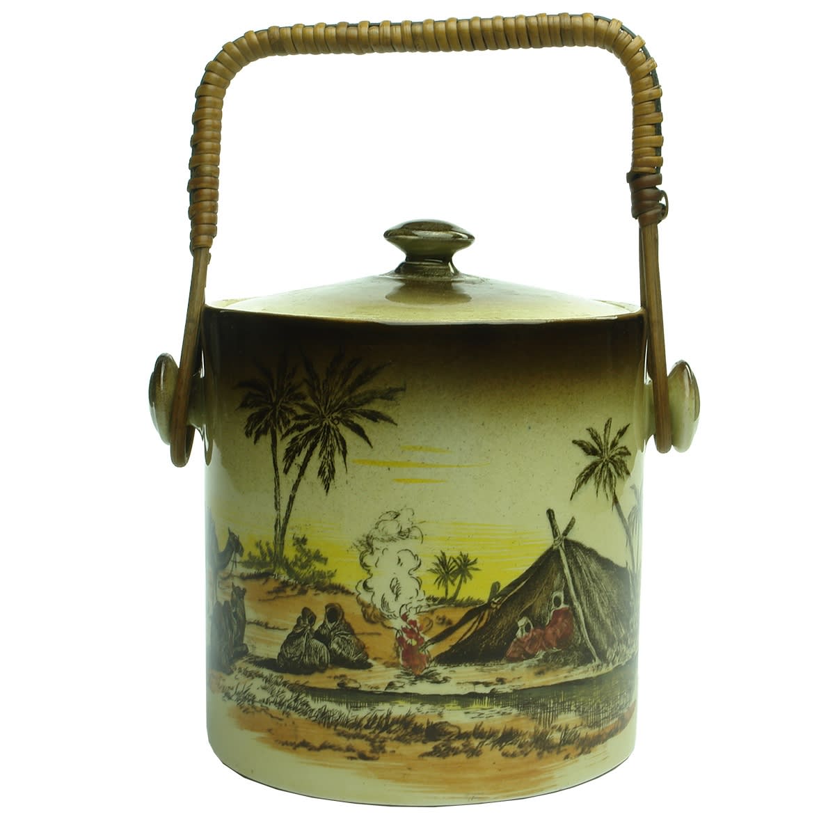 Pottery Biscuit Barrel. Wilkinson England. Royal Staffordshire. Homeland Series. Africa. F. Ridgway.