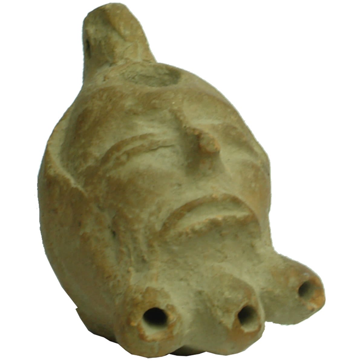 Antiquity. Roman Oil Lamp Depicting a Face. 400 AD.