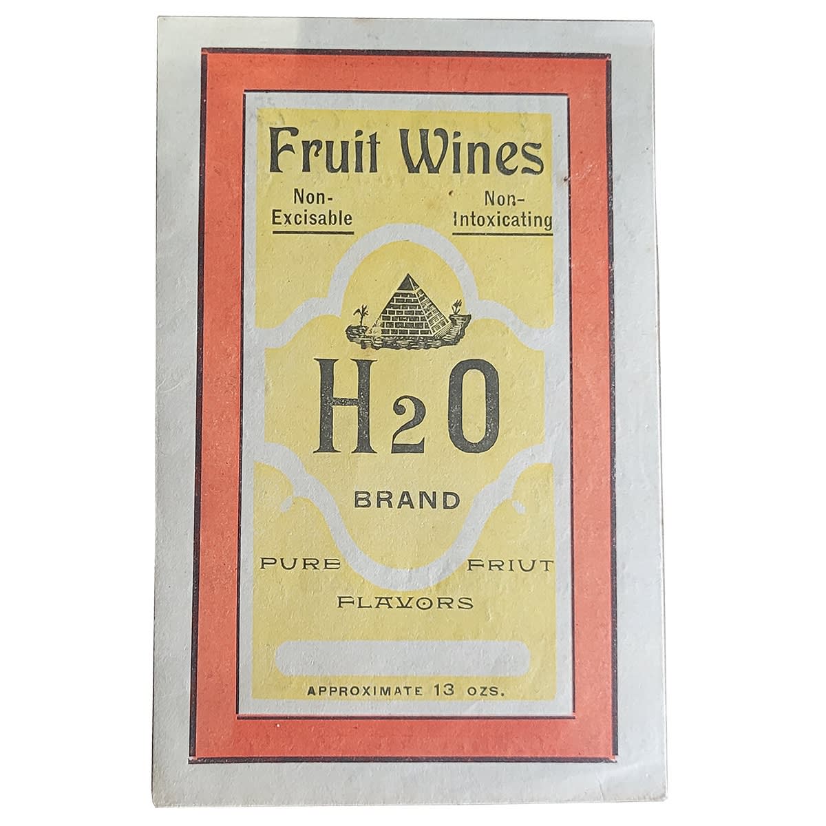 Label. H2O Brand Fruit Wines, Pure Friut (sic) Flavors. (Egypta, Victoria)