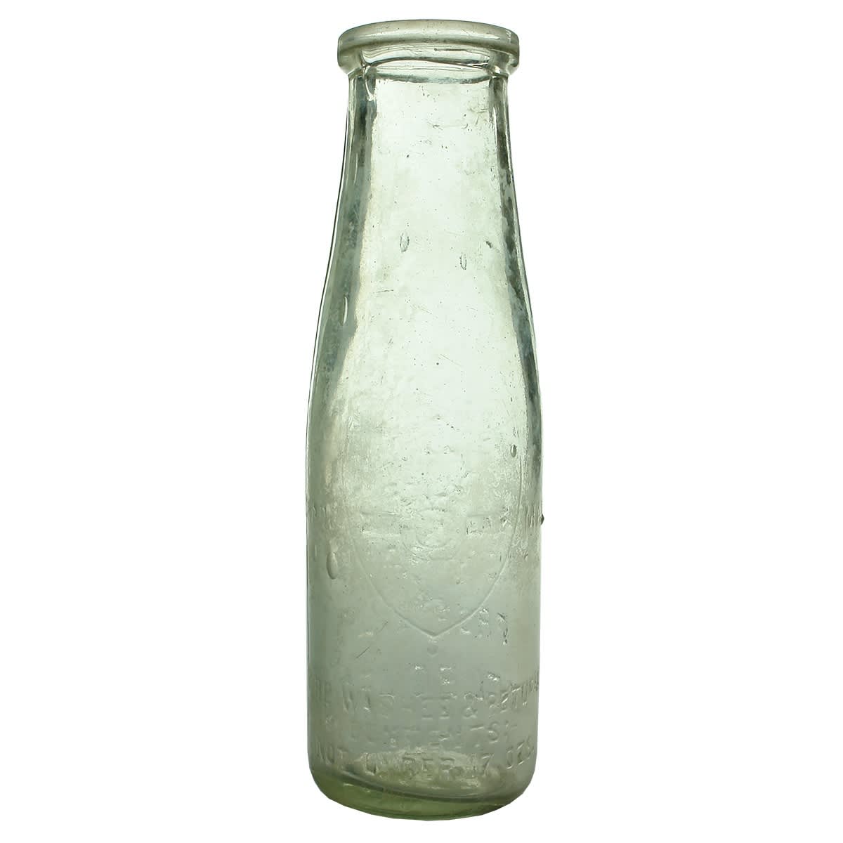 Milk. Willsmere Certified Milk Company Propty Ltd., Melbourne. Clear. 17 oz. Tall Skinny Type, Squarer Lip. (Victoria)