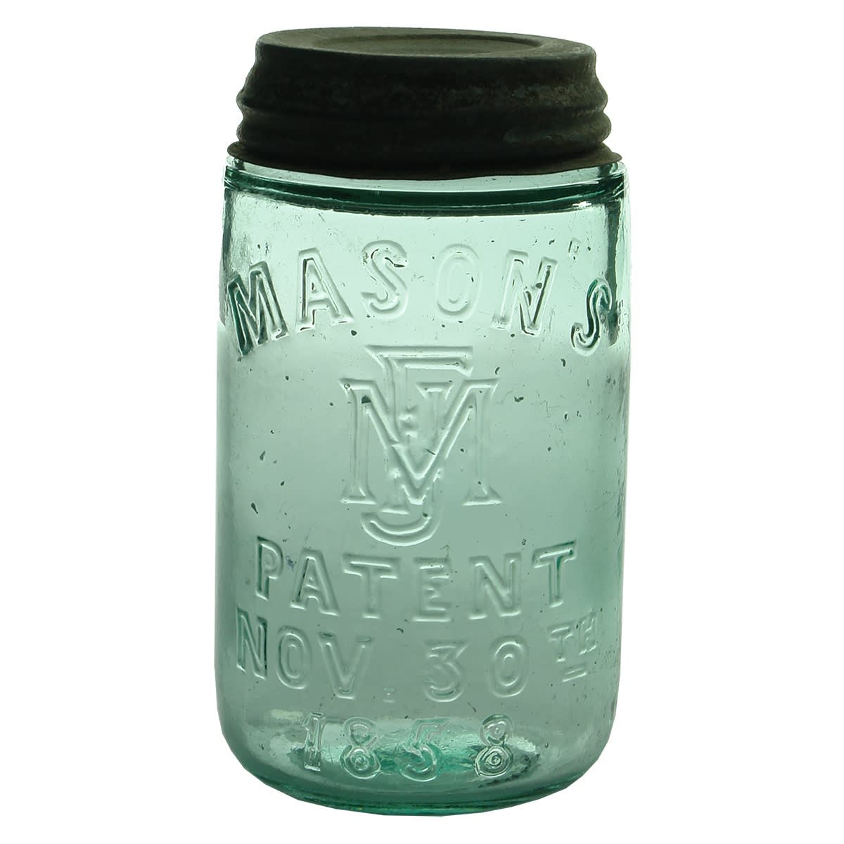 Fruit Jar. Mason's Patent. MFJ Monogram. Melbourne Glass Works. Pint. (Victoria)