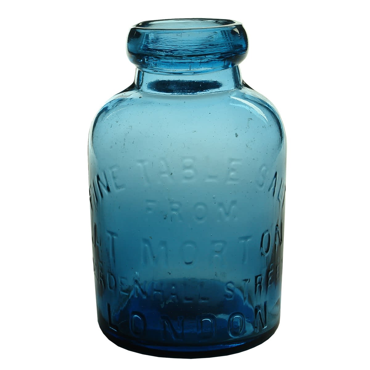 Salt Jar. J. T. Morton, Leadenhall Street, London. Blue. 2 Pound.