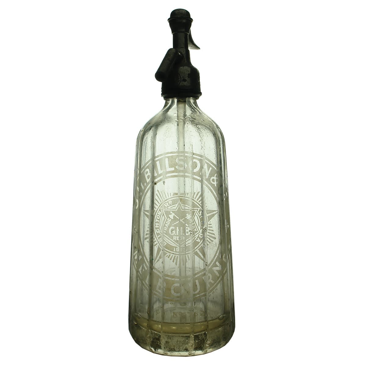 Soda Syphon. G. H. Billson & Co., Melbourne. Pyramid shape. Clear. 30 oz. (Victoria)