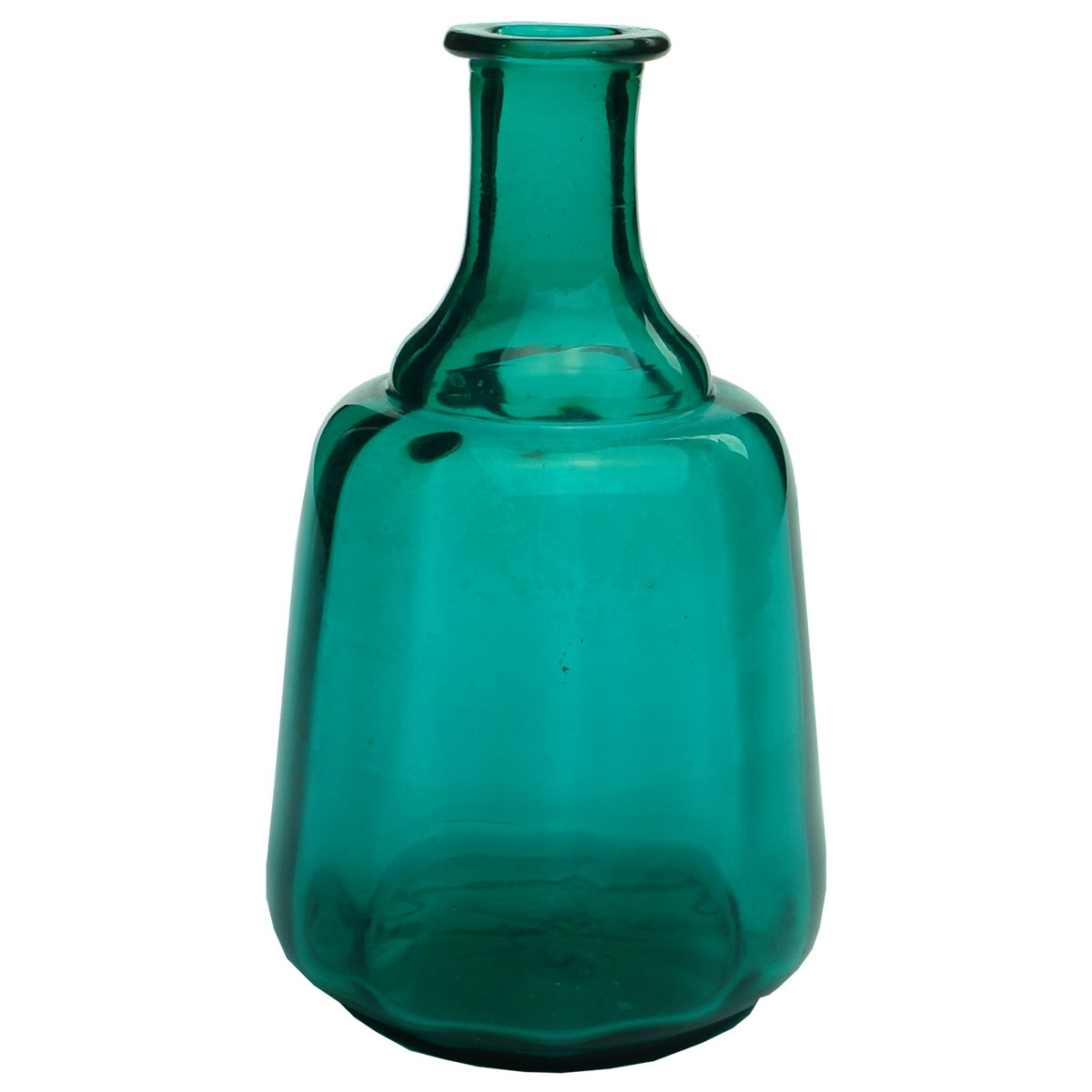 Early Glass. Green Pattern Moulded Vase or Bottle with Pontil.