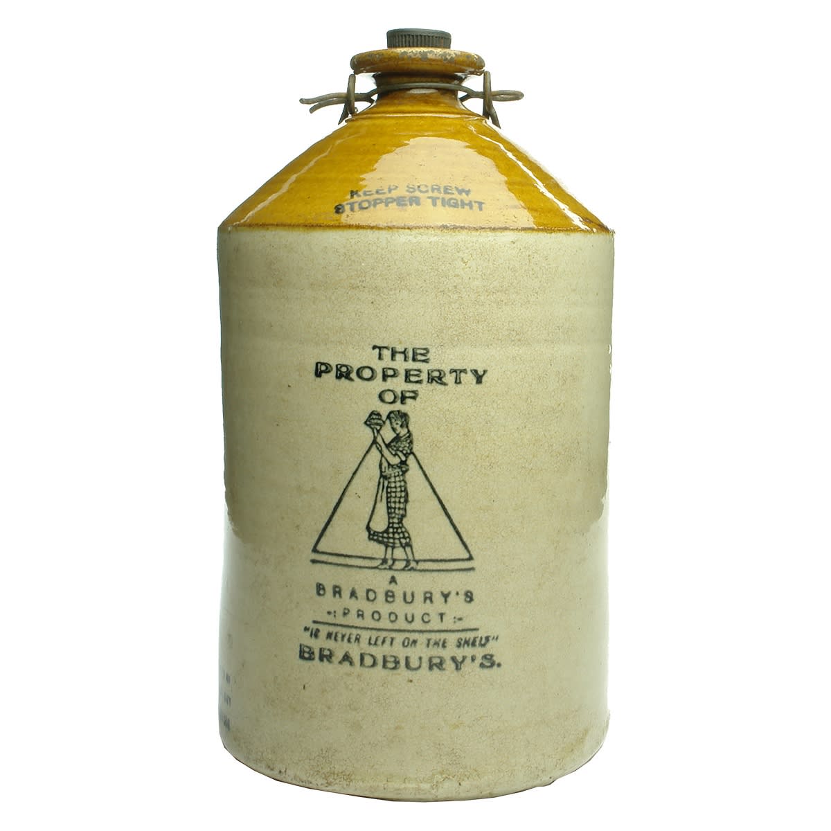 Demijohn. Bradbury's Manufacturing Co. Internal Thread. One Gallon. (Tasmania)