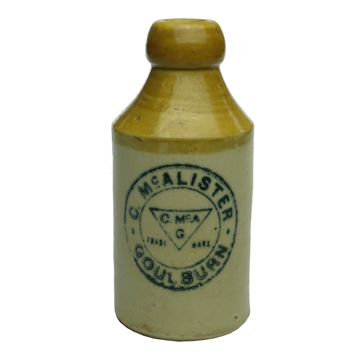 Ginger Beer. C. McAlister, Goulburn. Dump. Tan Top. Cork Stopper. (New South Wales)