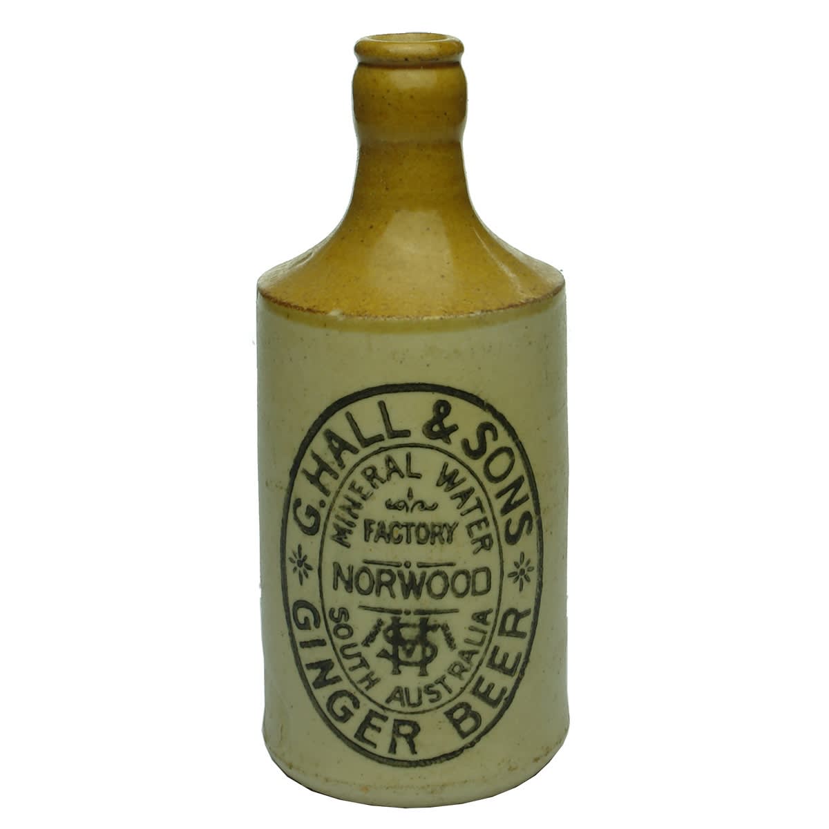 Ginger Beer. G. Hall & Sons, Norwood. Say Stonie. Crown Seal. Tan Top. Dump. (South Australia)