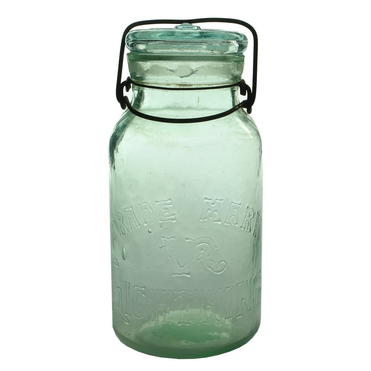 Fruit Jar. VR Lightning. Aqua. Quart. (Sydney, New South Wales)