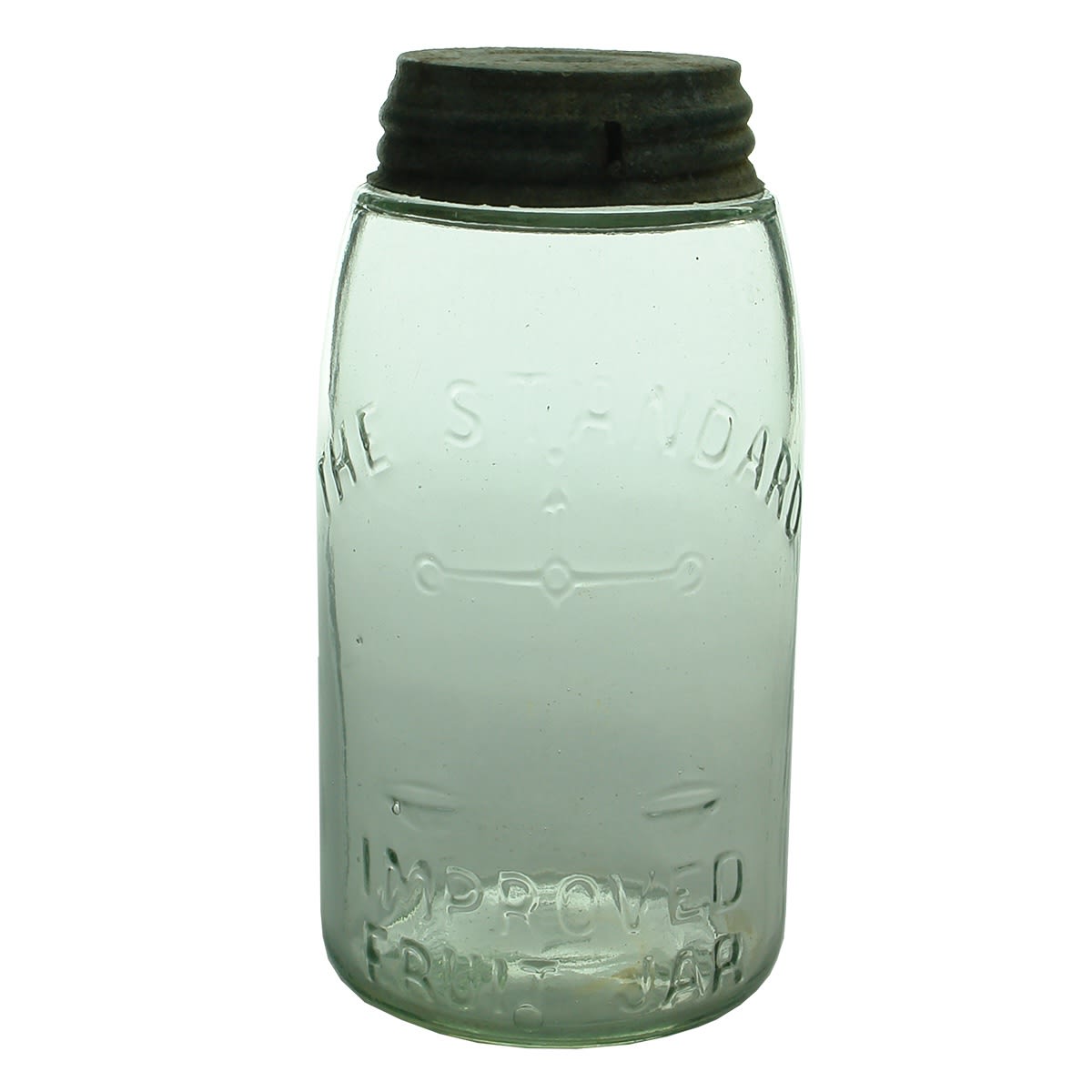 Preserving Jar. The Standard Improved Fruit Jar. Made in Belgium. Clear. Quart. (Australia)