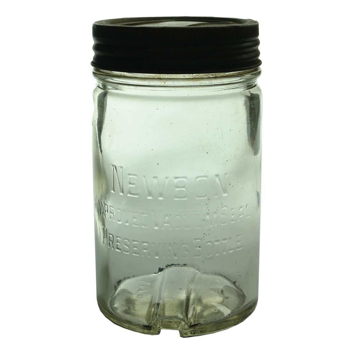 Jar. Newbon Improved Vacuum Seal Preserving Bottle. Clear. 1 Quart. (Victoria)