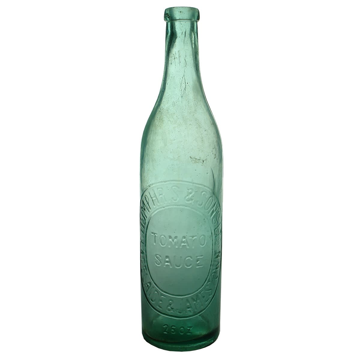 Sauce. F. Humphris & Sons Ltd., Adelaide & Jamestown. Aqua. 26 oz. (South Australia)