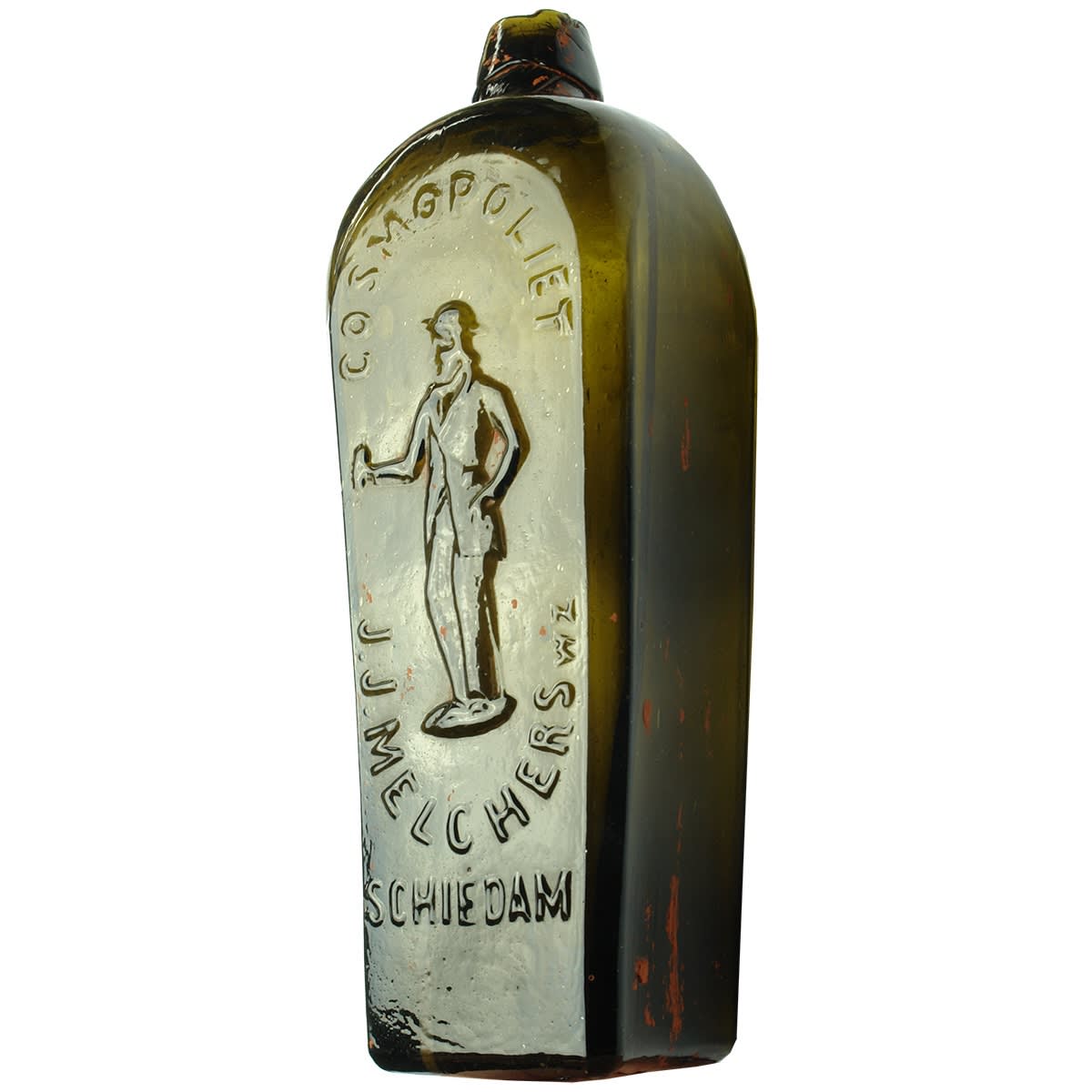 Gin. J. J. Melchers, Schiedam, Cosmopoliet, "Man Gin". Black. 30 oz. (Netherlands)