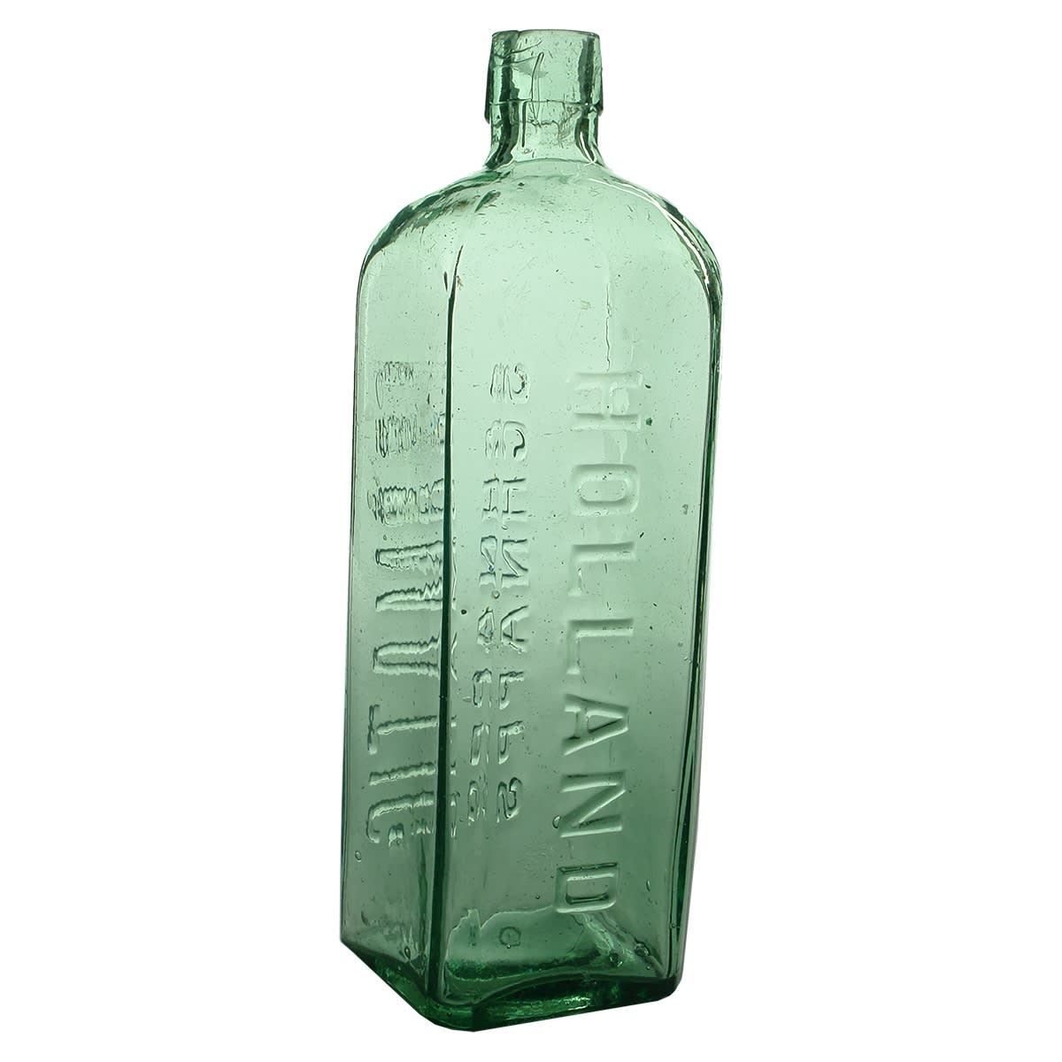 Schnapps. Holland Aromatic Schnapps. Very pale Green / Aqua. 26 oz.