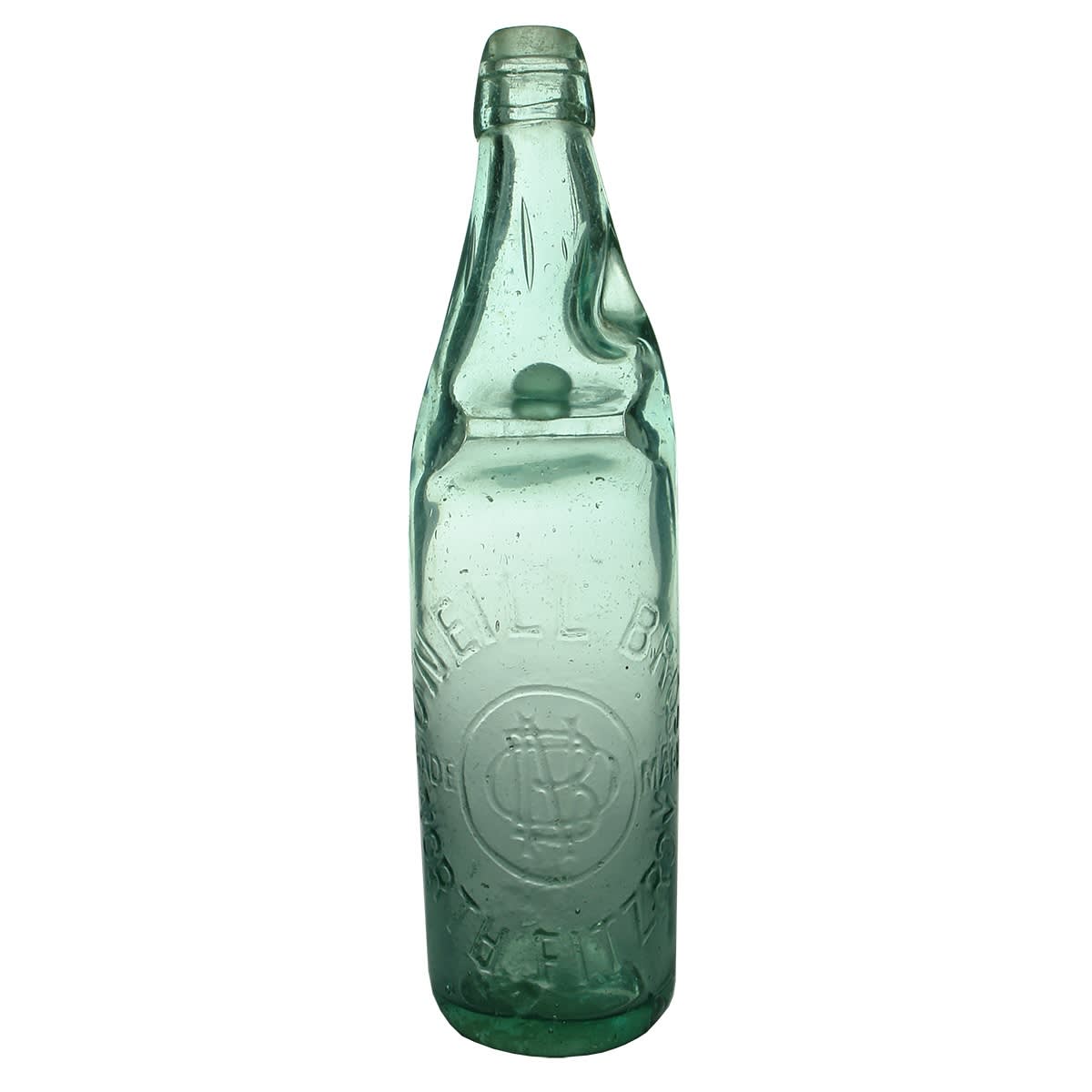 Codd. O'Neill Bros., North Fitzroy. Thistle base mark. One Way Pour. Aqua. 32 oz. (Victoria)