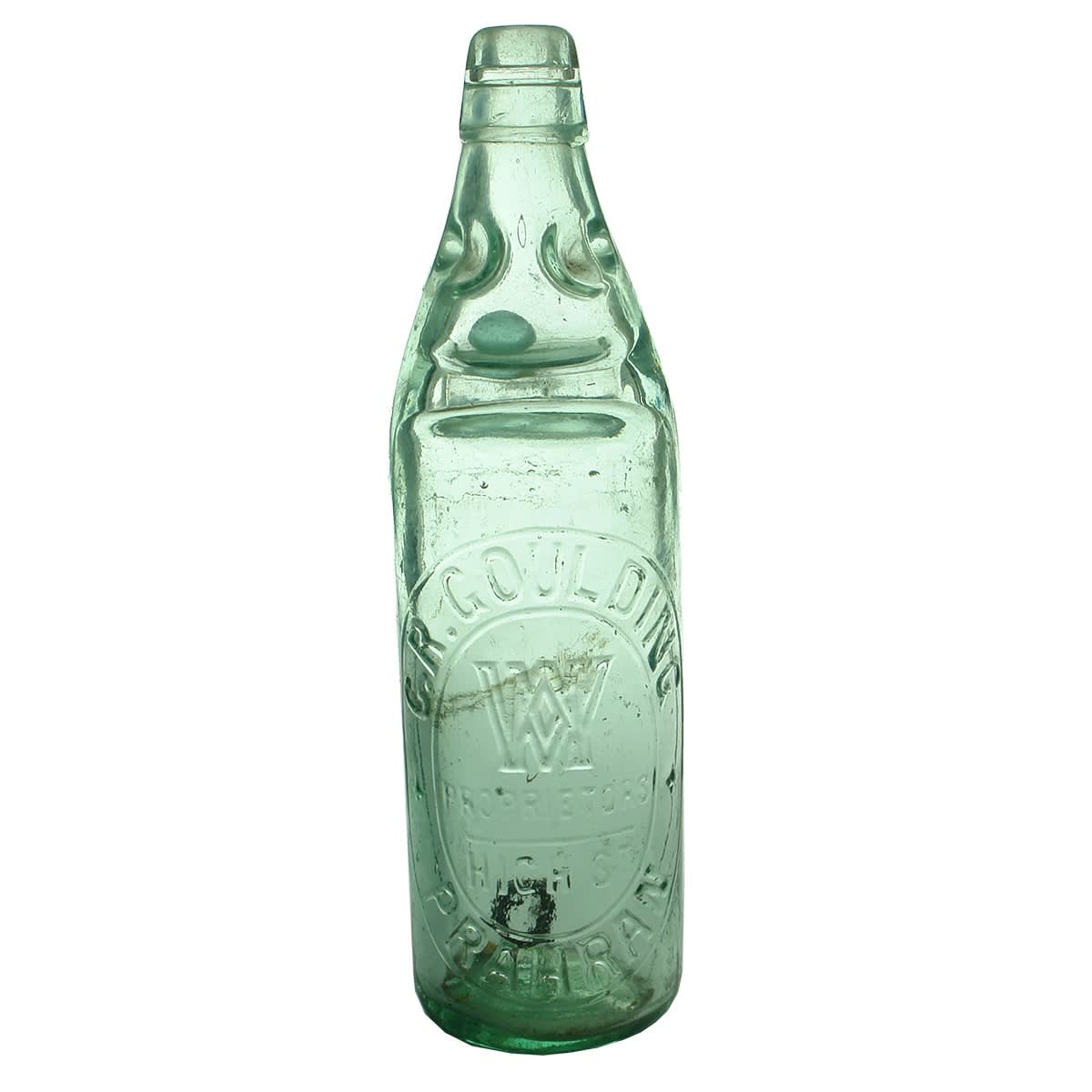 Codd. C. R. Goulding, Prahran. MW trade mark. Dobson. Aqua. 26 oz. (Victoria)