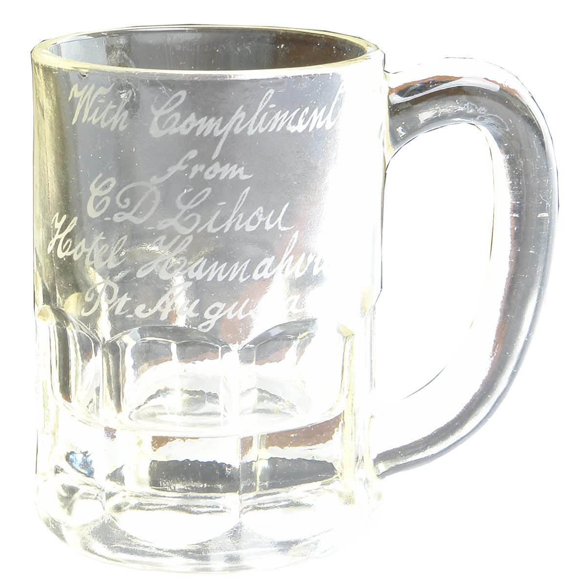 Beer Mug. With Compliments from C. D. Lihou, Hotel Hannahville, Pt. Augusta. (South Australia)