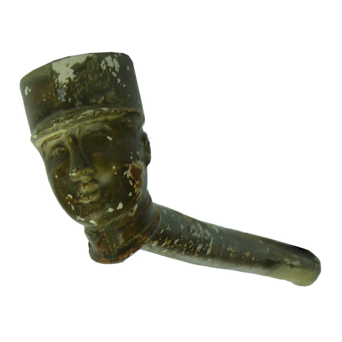 Tobacciana. Man's Head Pipe, from the wreck "Laura" which sank in 1870.