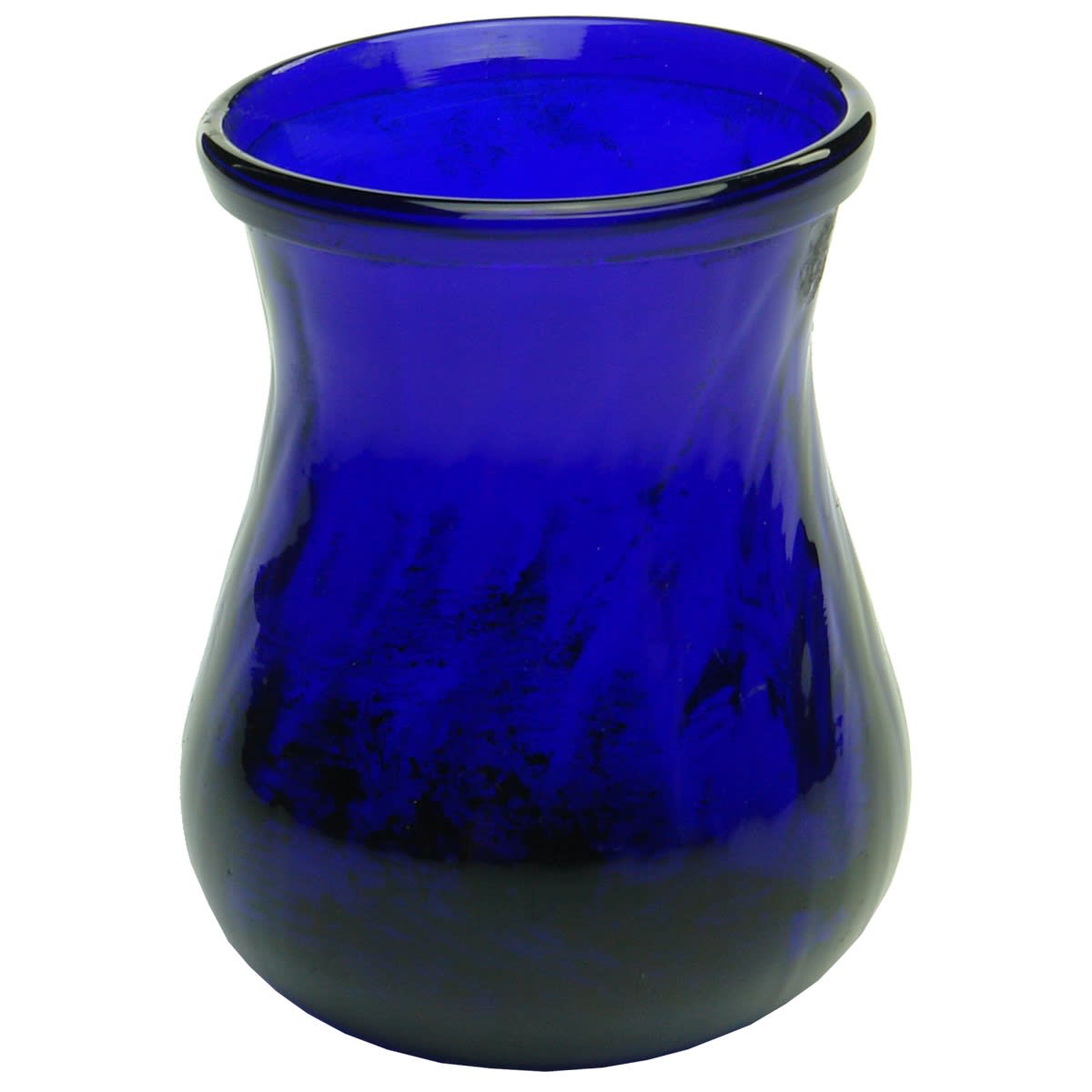 Lamp. Deep cobalt pattern molded pontiled Christmas light.