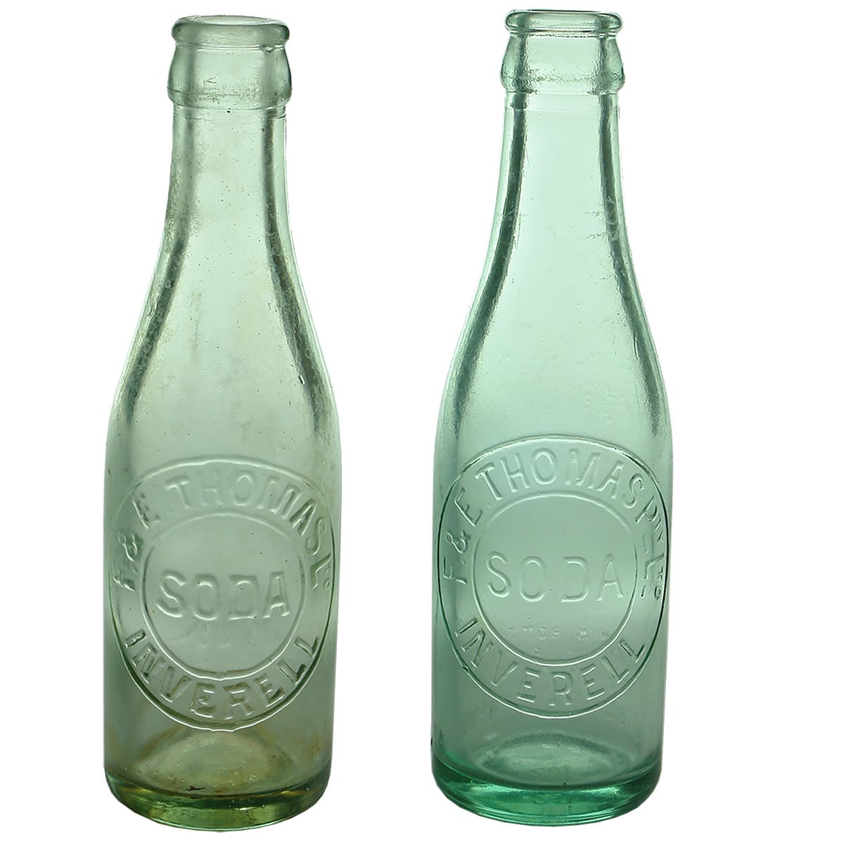 Pair of Crown Seals. F. & E. Thomas Ltd (and Pty Ltd) Inverell. Soda. 6 oz. (New South Wales)