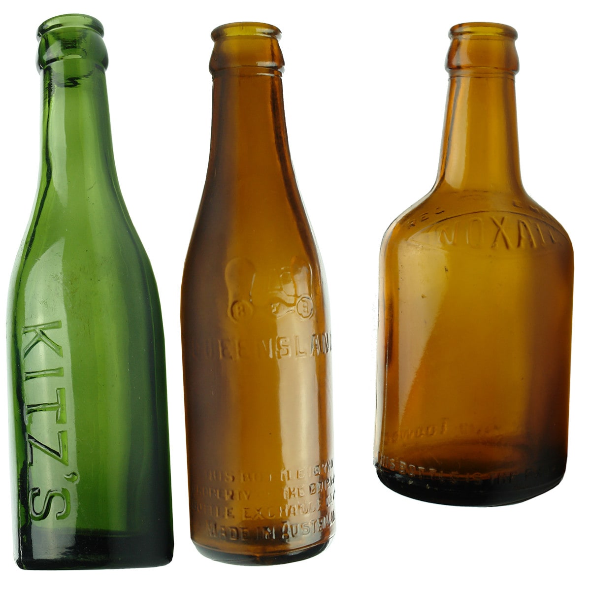 3 coloured Crown Seals: Kitz's (Green); BEB Brisbane Bottle Exchange 6 oz; Noxall, Buchanan, Toowoomba. (Victoria & Queensland)