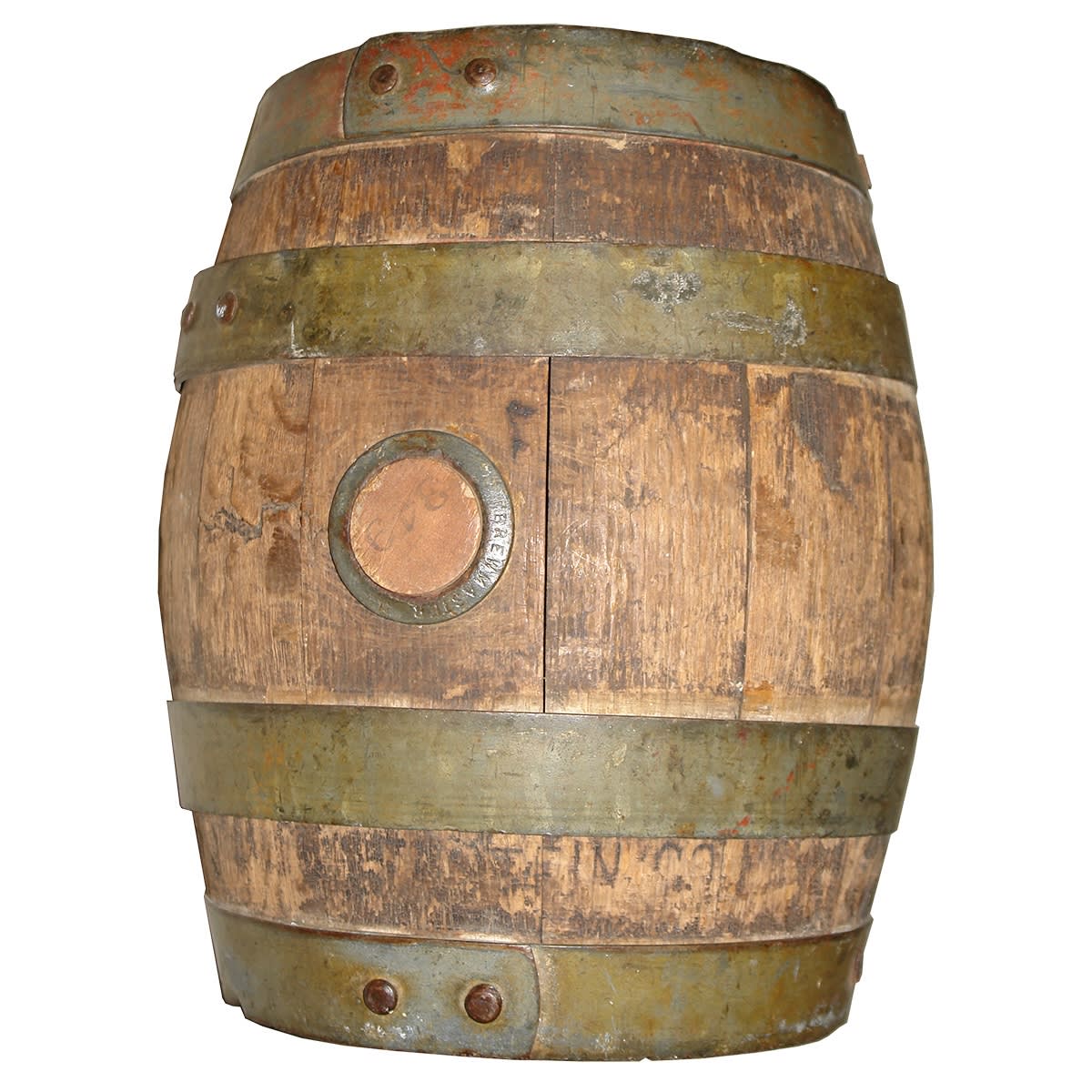 Small Beer Barrel. Ends: Hauenstein Brewery (Minnesota USA). Brass bung surround: Brewmaster. (USA)