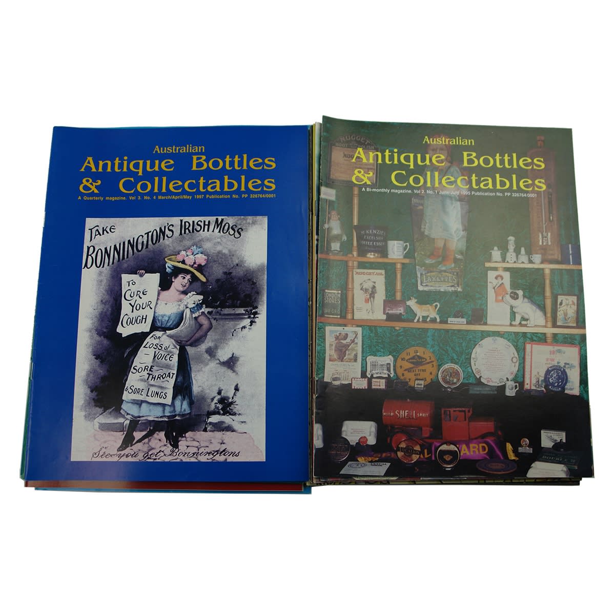 18 Copies of Australian Antique Bottles & Collectables. 1995 - 1999.