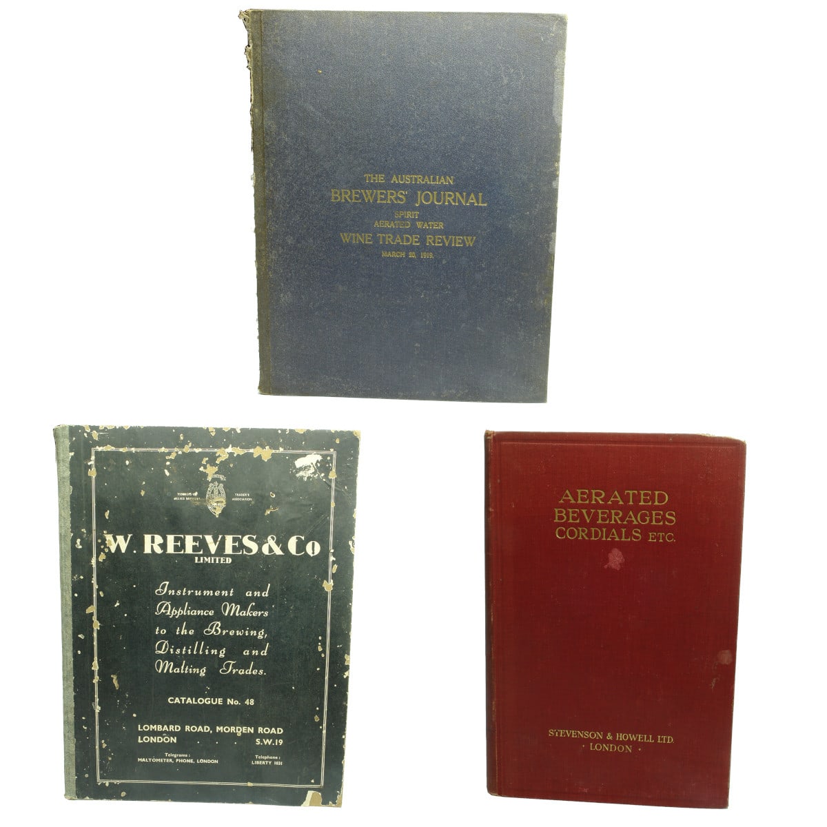 3 early Brewers and Aerated Water Makers References: Australian Brewers Journal March 1919; Reeves & Co Catalogue; Stevenson & Howell Recipes etc.