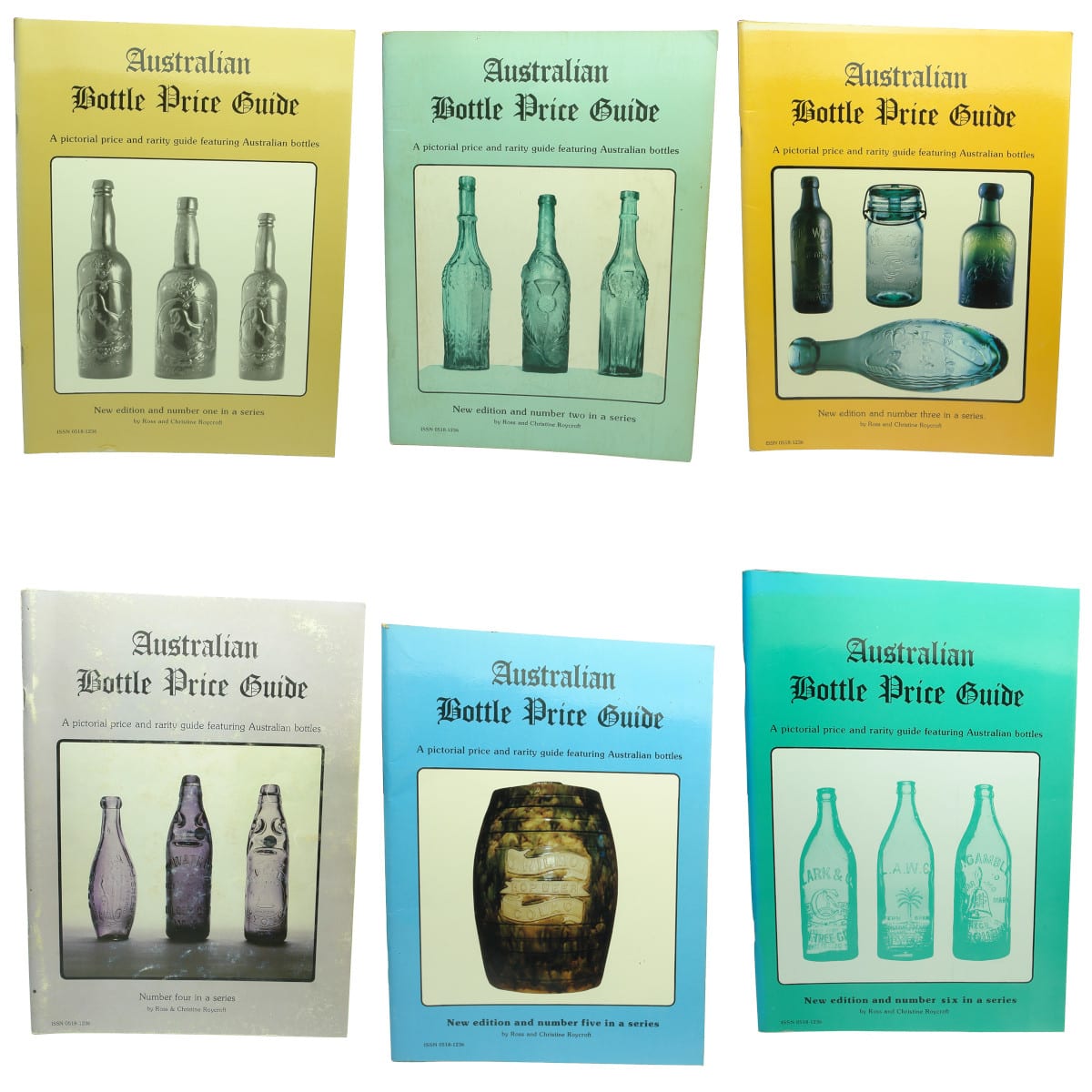 6 Australian Bottle Price Guides. Numbers 1 to 6. Roycroft.