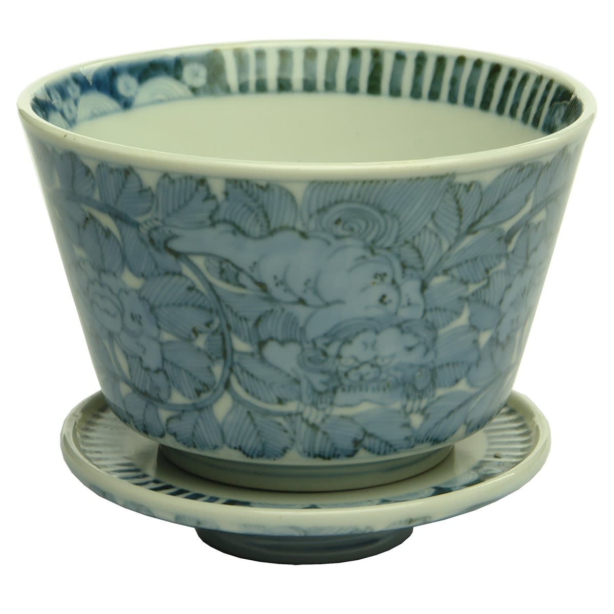 Blue & White porcelain Bowl & plate. Floral & Butterfly pattern.