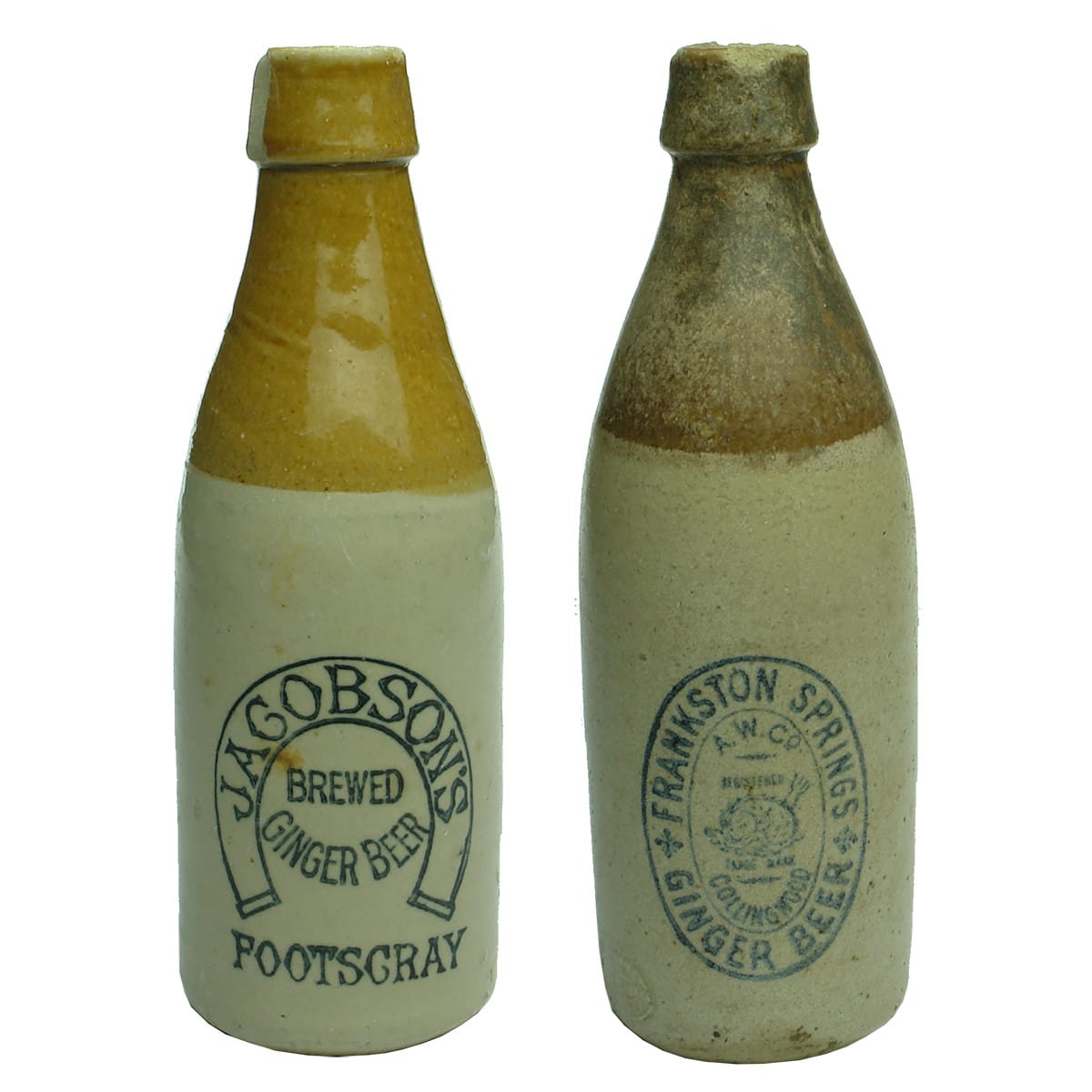 2 Ginger Beers: Jacobson's, Footscray and Frankston Springs Co Collingwood. (Victoria)