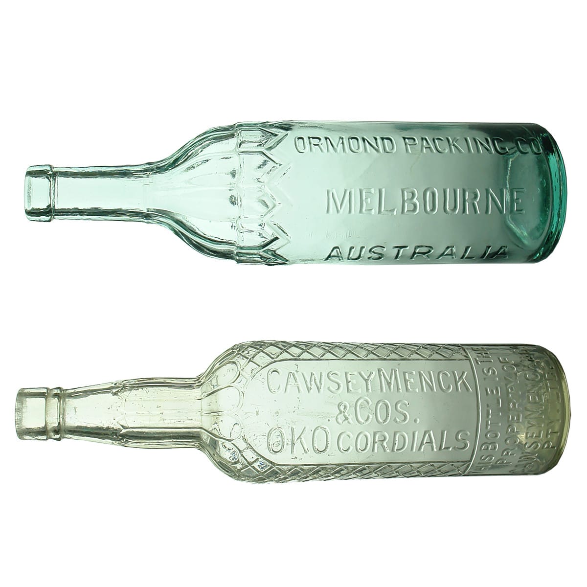 2 Cordials. Cawsey Menck & Cos; Ormond Packing Co Melbourne. (Victoria)