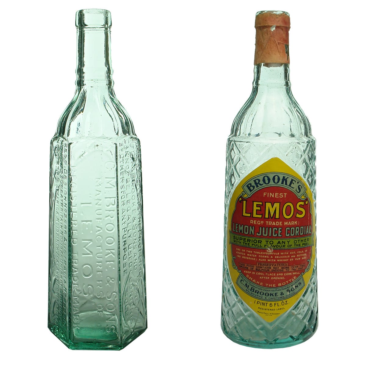 2 Cordials. 2 different C. M. Brooke & Sons. Lemos. One with a great original label.