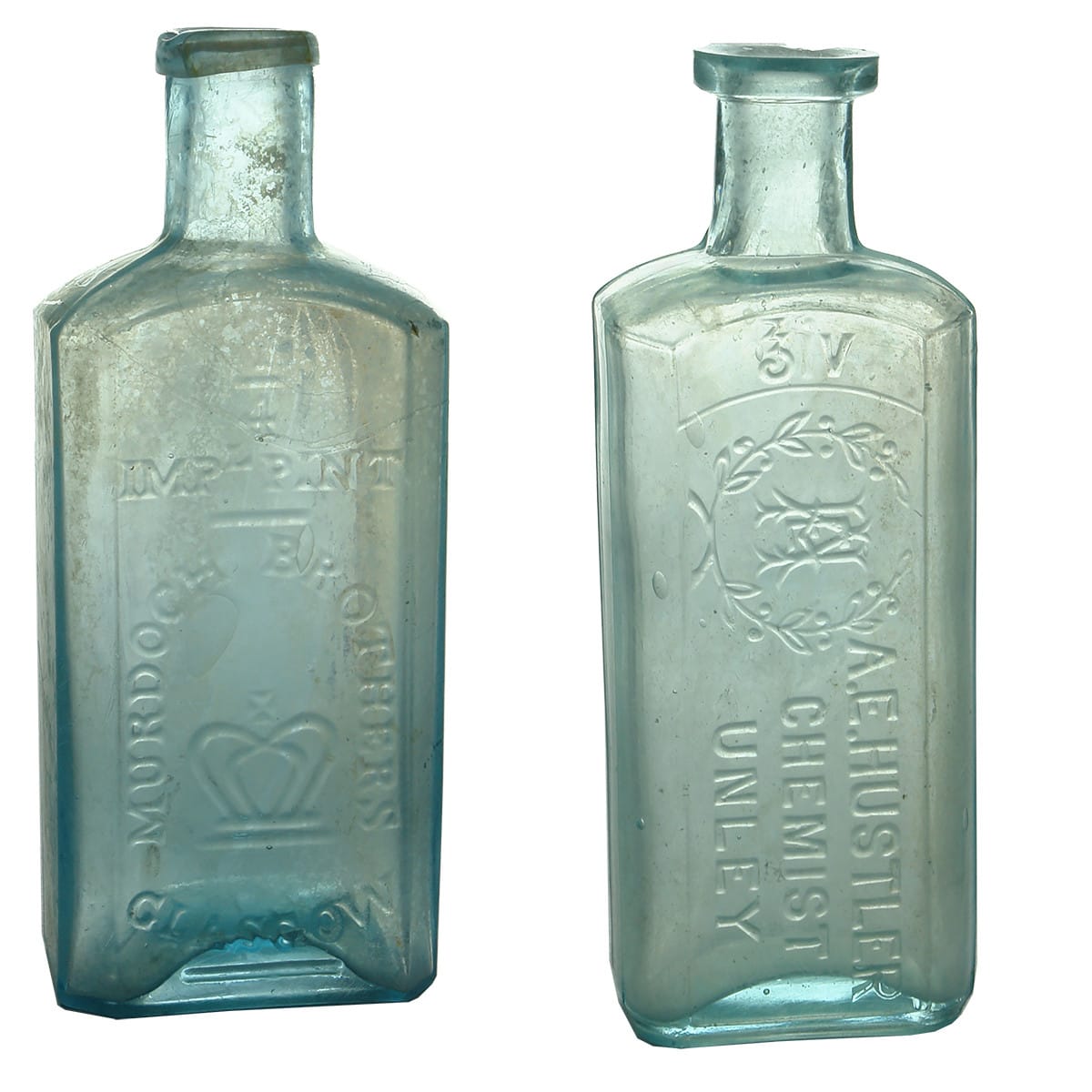 2 Medicines? Murdoch Brothers Glasgow very early bottle; A. E. Hustler Chemist Unley 4 oz.