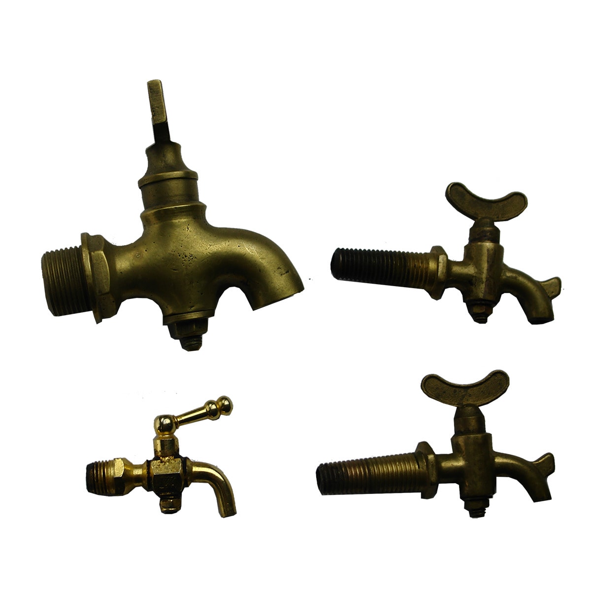 4 Brass Taps. All unmarked. 1 medium sized, 2 smaller ones and 1 really tiny one.