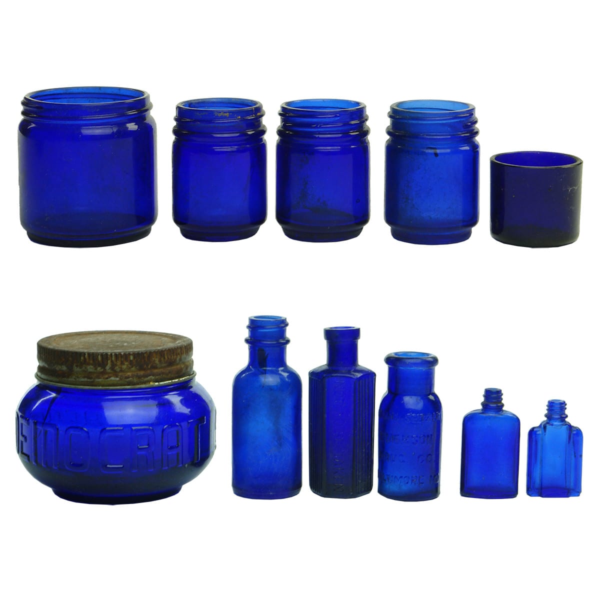 11 Blue Bottles and Containers.