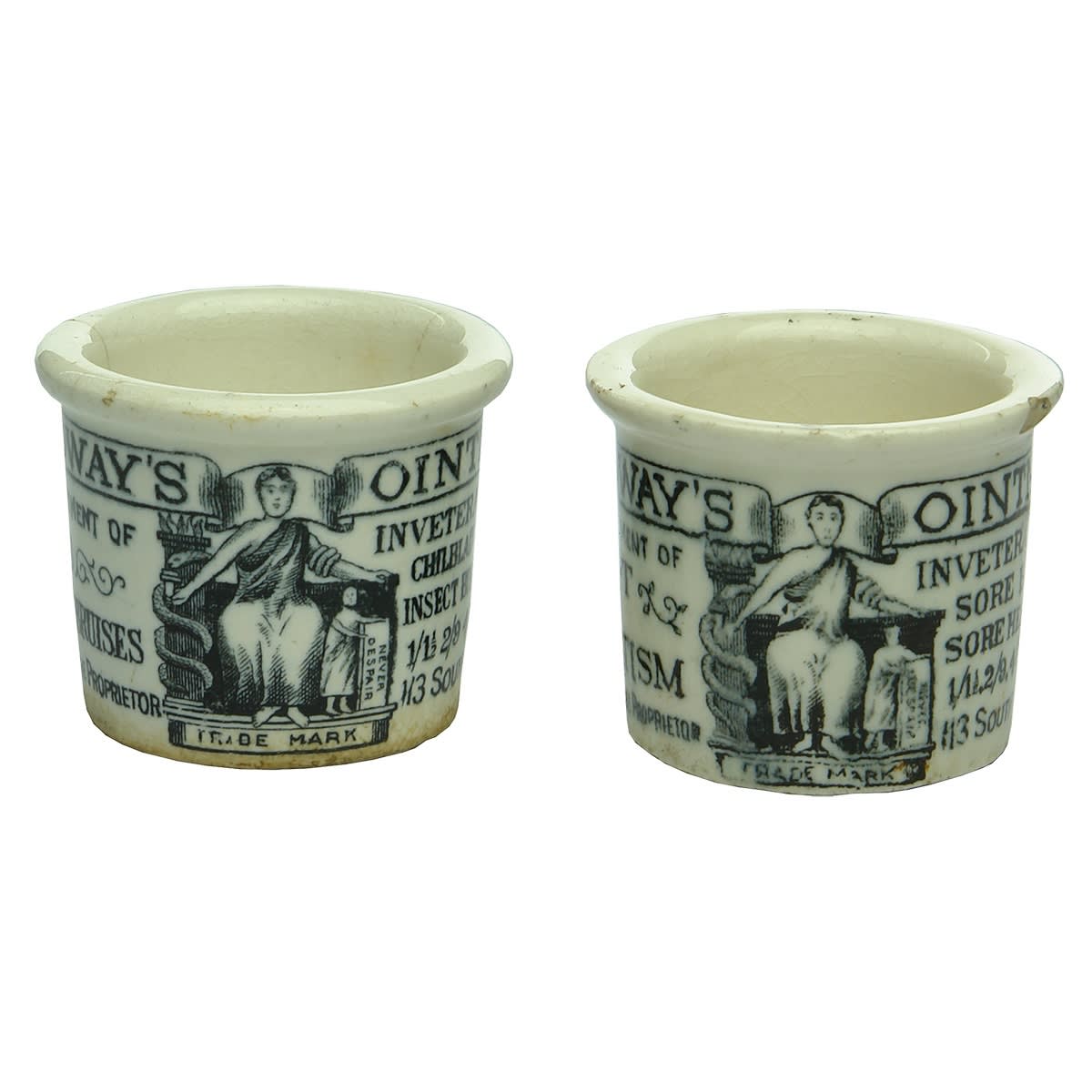 2 Holloways Ointment Pots. Both 113 Southwark St. London