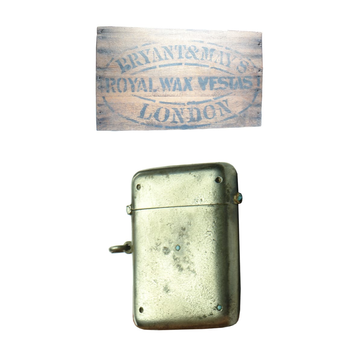 2 Items: Box End for Bryant & May's Royal Wax Vestas, London and a small unmarked Vesta Case.