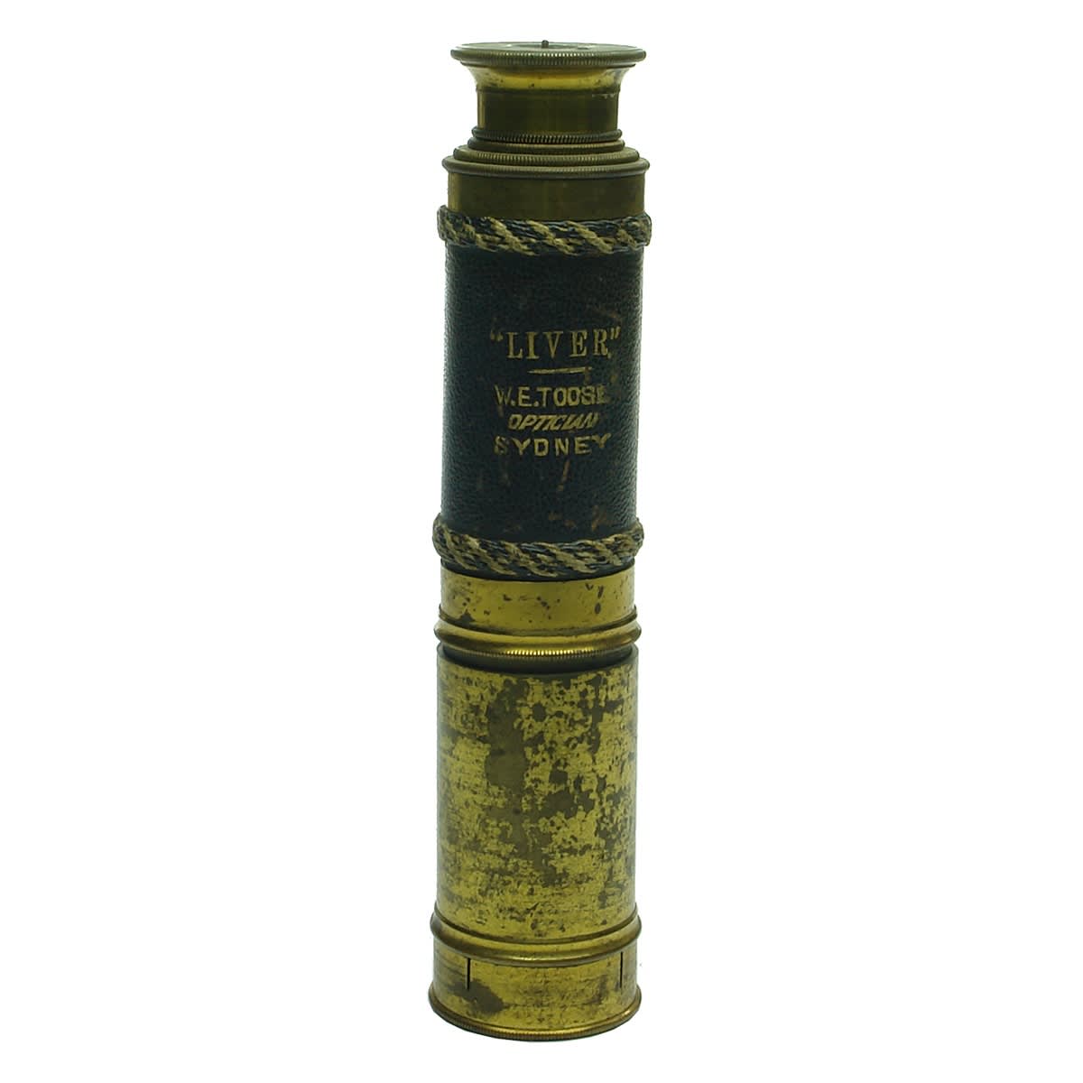 Miscellaneous. Brass Telescopic Spyglass, "Liver", W. E. Toose, Optician, Sydney. (New South Wales)