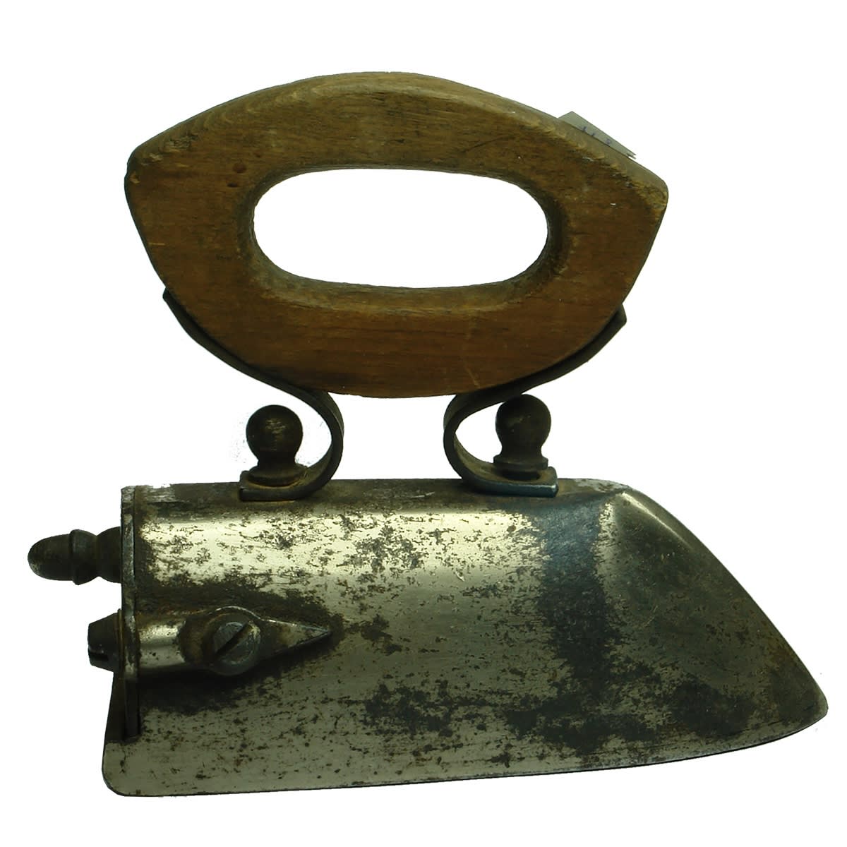 Miscellaneous. Small Plated Metal Coal Iron with Wooden Handle.